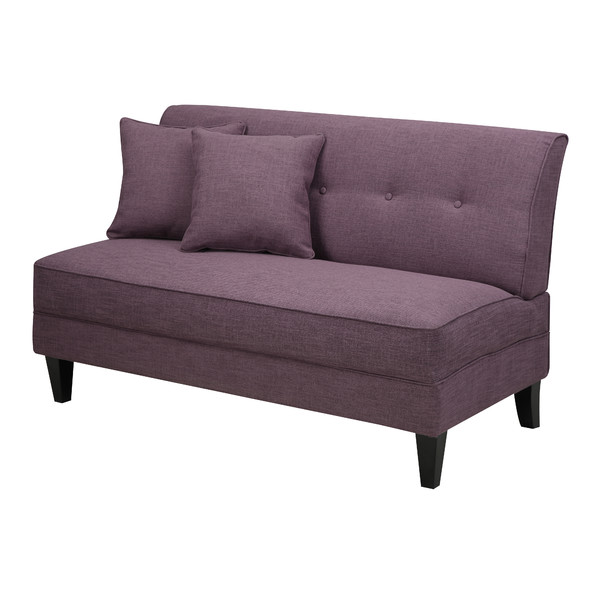 Eggplant colored tufted loveseat