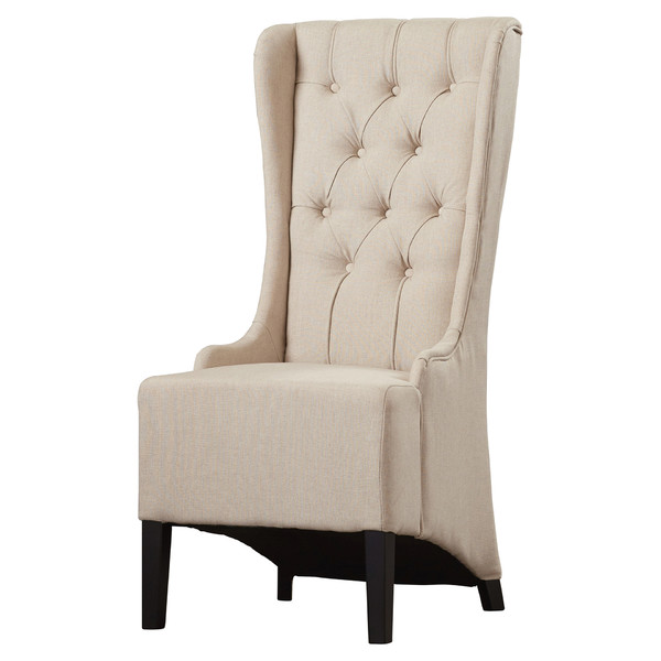 Brilliant white tufted reverse leaning side chair