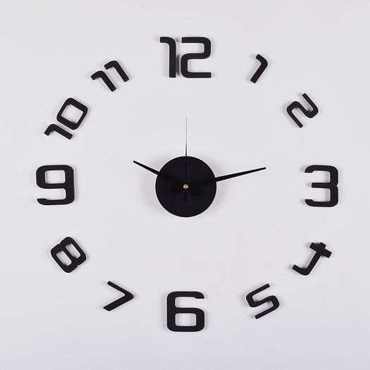 3D Frameless Wall Clock in Black 