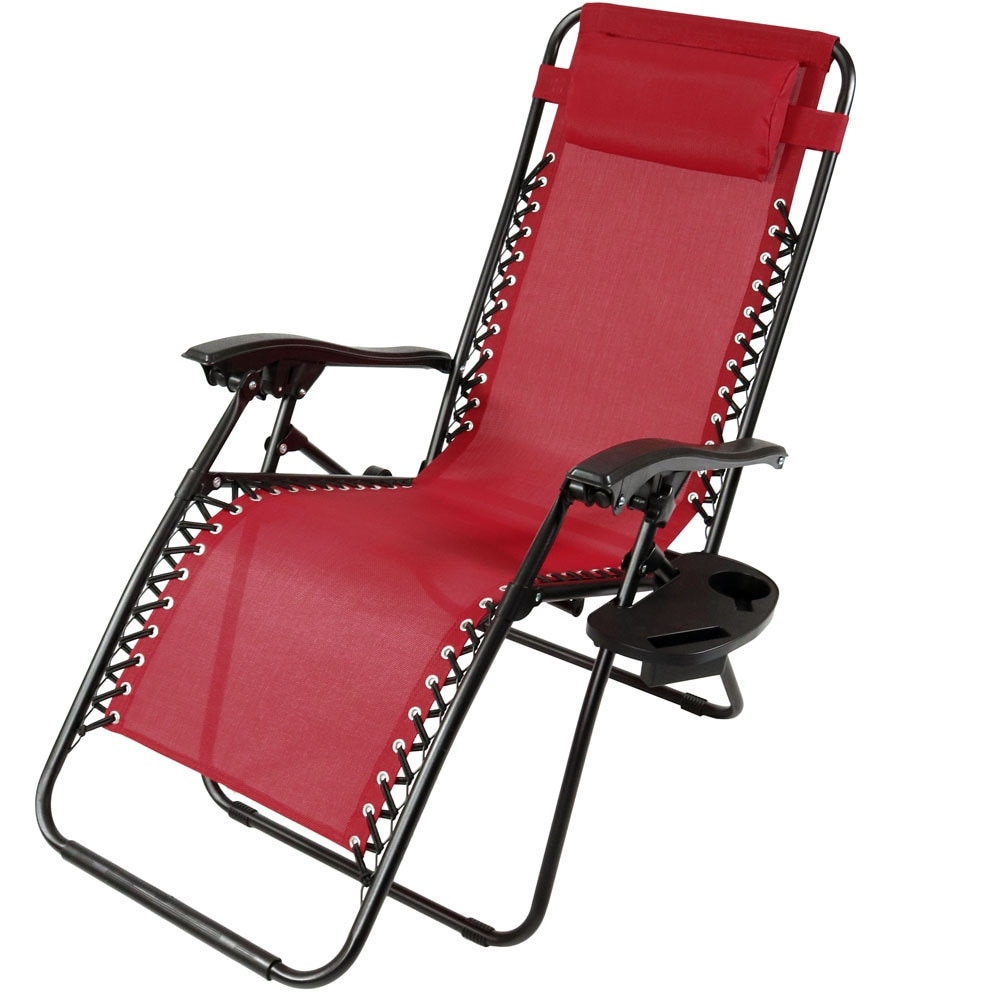 Sunnydaze Zero Gravity Lounge Chair with Pillow and Cup Holder, Multiple Colors Available