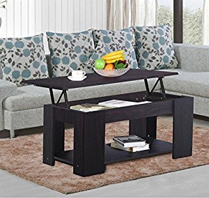 Topeakmart Lift up Top Coffee Table with Under Storage Shelf Modern Living Room Furniture (Espresso)