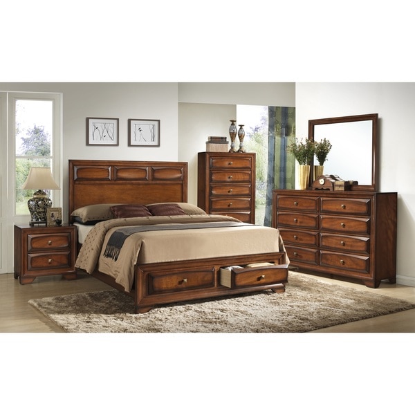 Antique Oak Wood Queen-size 5-piece Bedroom Set