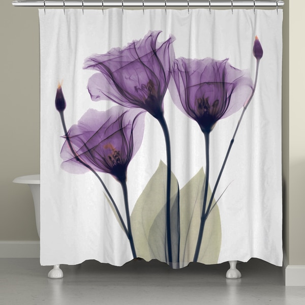 Laural Home X-Ray Lavender Floral 71 x 72-inch Shower Curtain