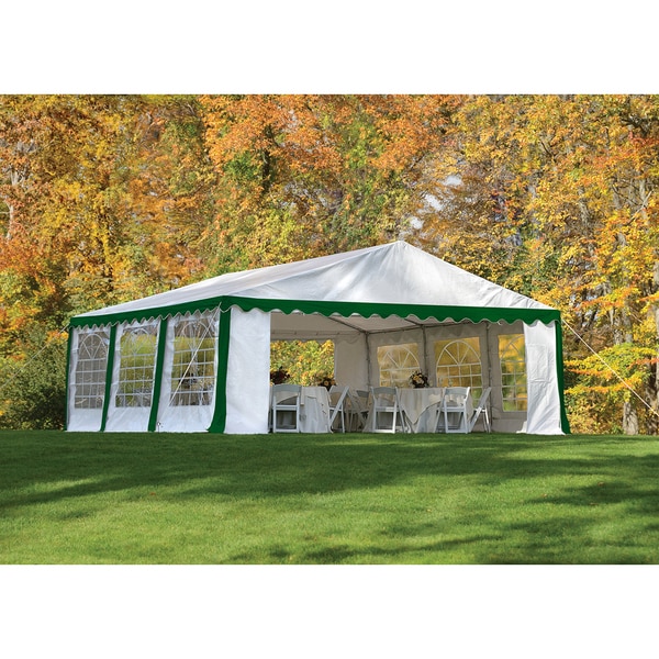 ShelterLogic 20' x 20' Green/ White Galvanized 8-leg Steel Frame Party Tent Canopy and Enclosure Kit