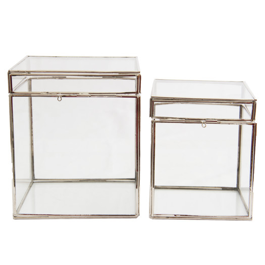 2 Piece Decorative Glass Box Set 