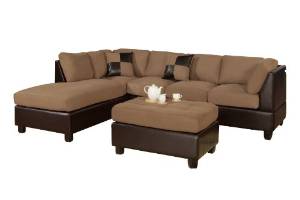 Bobkona Hungtinton Microfiber/Faux Leather 3-Piece Sectional Sofa Set