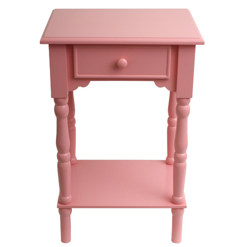 Simplify End Table in Pink and White Color
