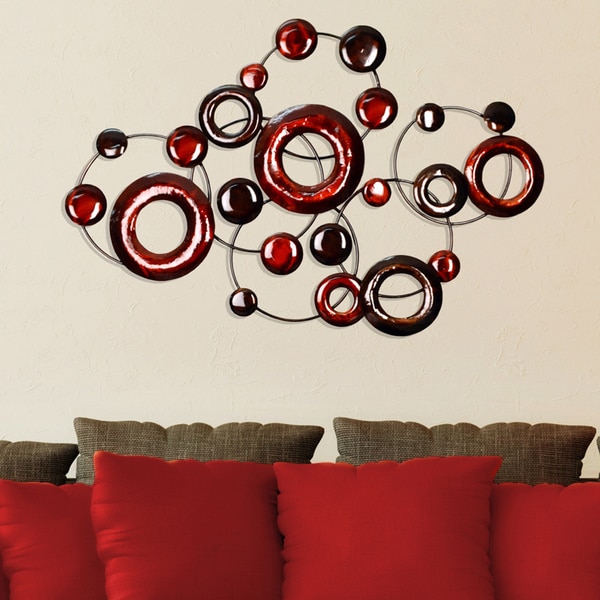  Red Metallic Circles Wall Decor
