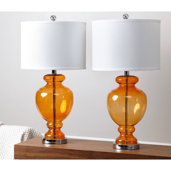 Abbyson Burnham Orange Glass Table Lamps (Set of 2)