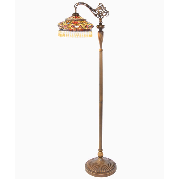 Stained Glass 59-inch Parisian Side Arm Floor Lamp