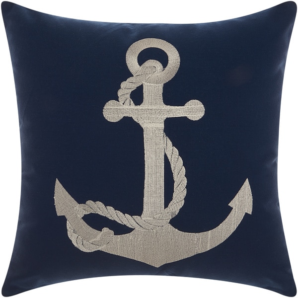 Mina Victory Indoor/ Outdoor Anchor Navy/ White Throw Pillow