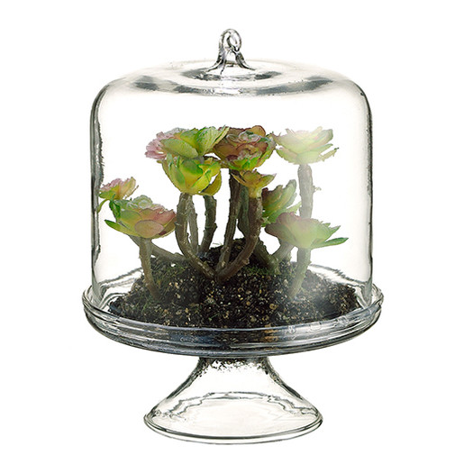 Artificial Sedum Glass Terrarium Planter 4260