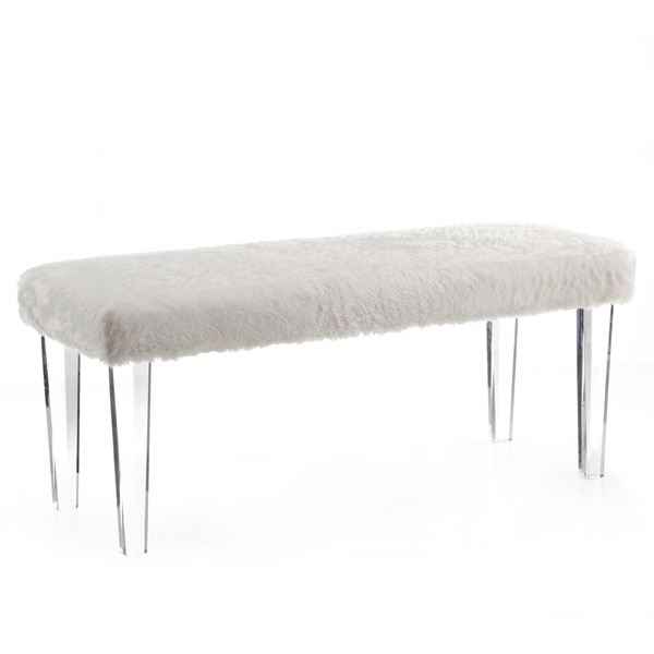 Gia Faux Fur Double Bench with Acrylic Legs