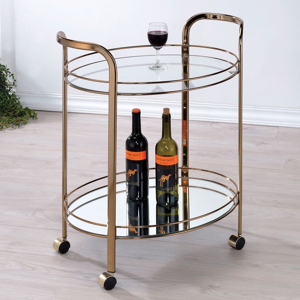 Furniture of America Vira Contemporary Champagne 2-shelf Serving Cart