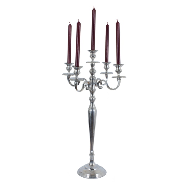 Polished Aluminum 5-candle Holder Tall Candelabra Stand
