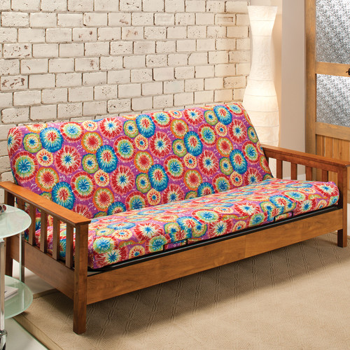 Patterned Stretch Jersey Futon Slipcover in Multicolors by Latitude Run
