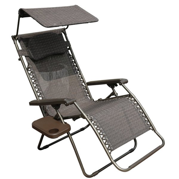 Abba Patio Oversized Zero-gravity Recliner Patio Lounge Chair With Sunshade and Drink Tray