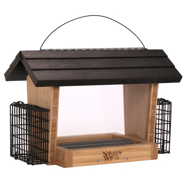Nature's Way Bamboo Hopper Feeder With 2 Suet Cages