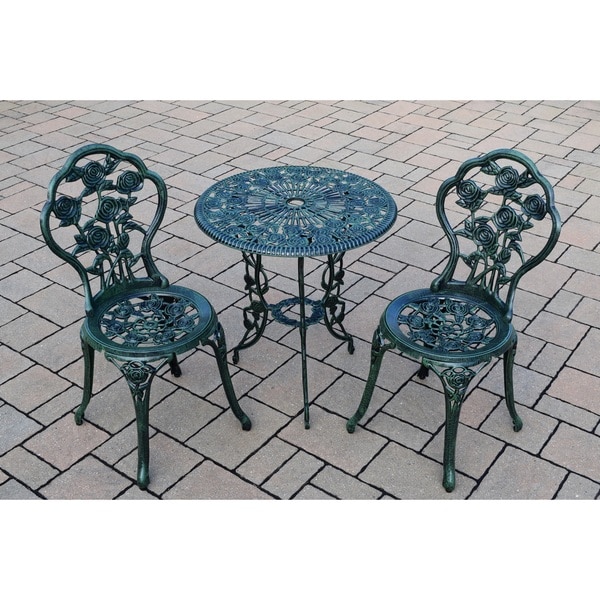 Aluminum Verdi Green 3-piece Bistro Set with Table and 2 Chairs