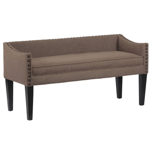 Whitney Long Upholstered Bench with Arms and Nailhead Trim