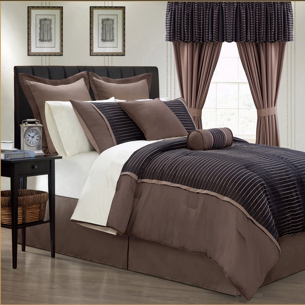  24-piece Brown Contemporary Bed in a Bag with Sheet Set