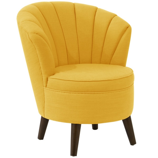 Yellow Linen, Polyester Channel-seam Tub Chair
