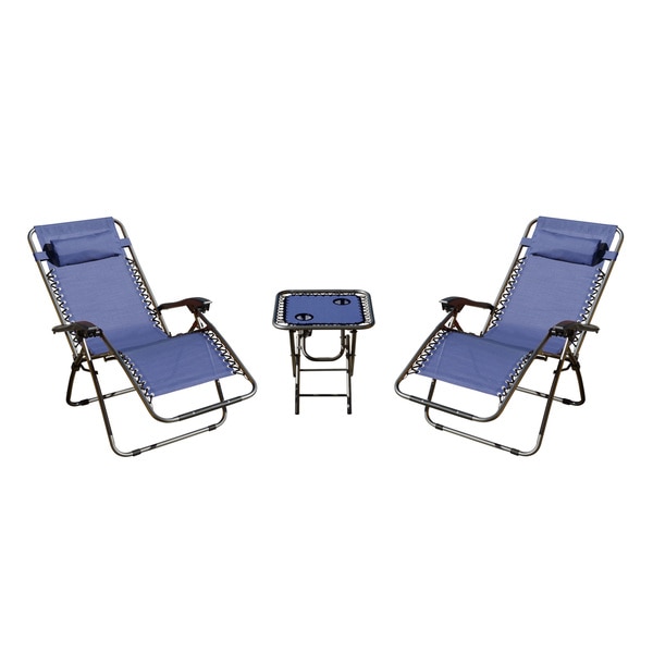 Zero Gravity 2 Chairs and 1 Table Patio Furniture (Set of 3)