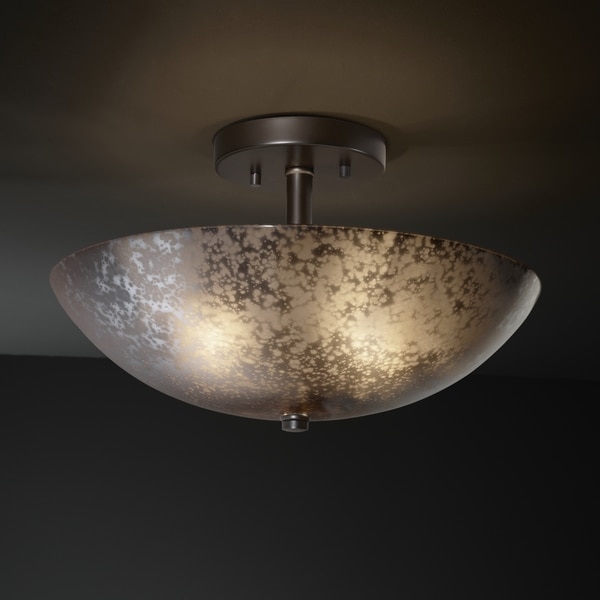 Justice Design Group 2-light Round Mercury Glass Dark Bronze Semi-Flush Fixture