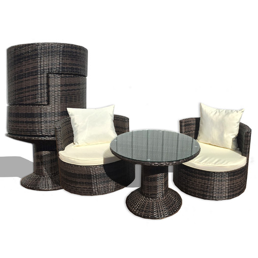 Geo Vino 3 Piece Stylish Outdoor Seating Group with Cushions by Deeco