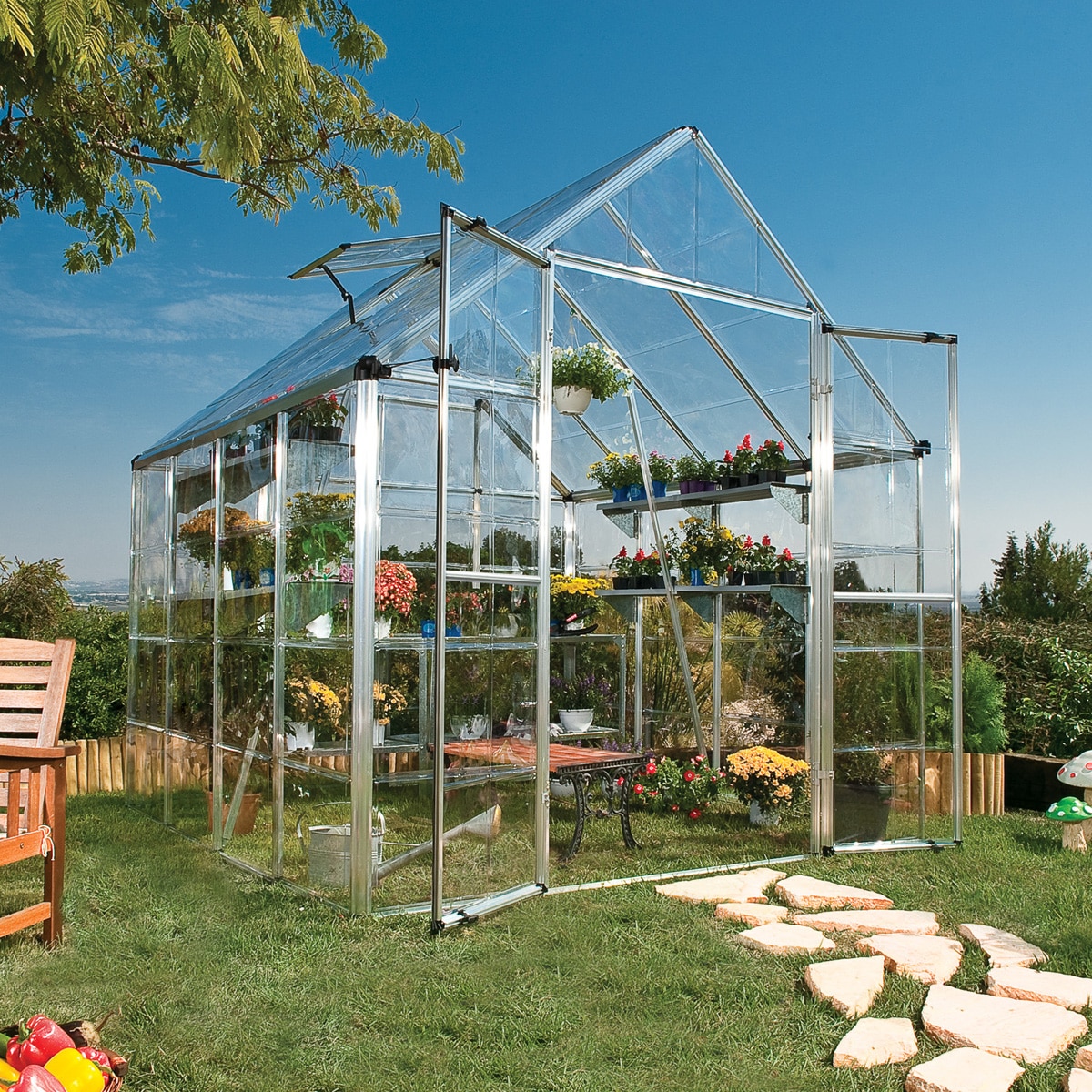 Palram Silver 8-foot x 8-foot Snap and Grow Greenhouse