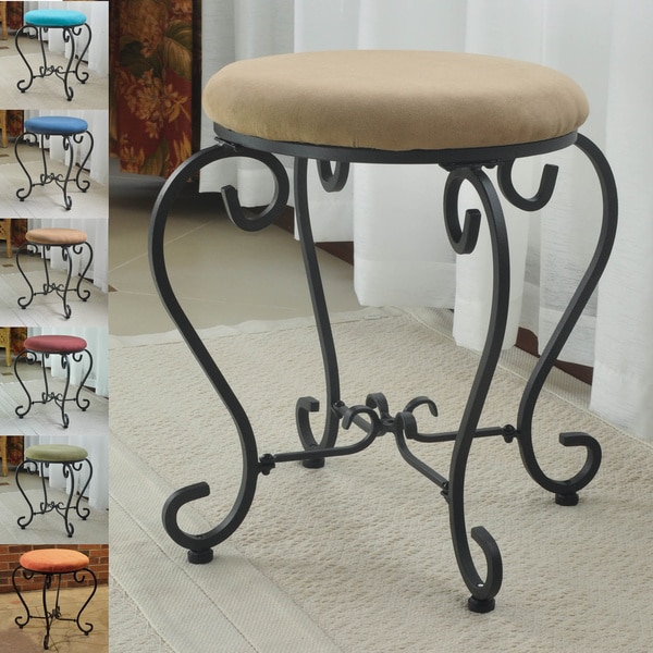 Small Iron Stool with Microsuede Cushion