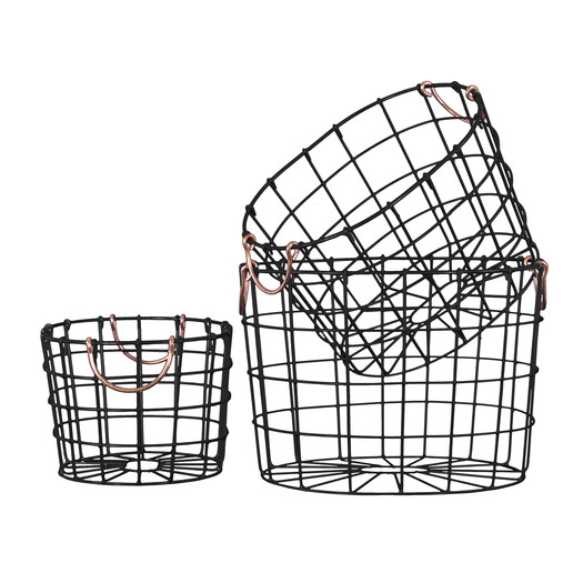 3 Piece Round Nesting Wire Basket Set 