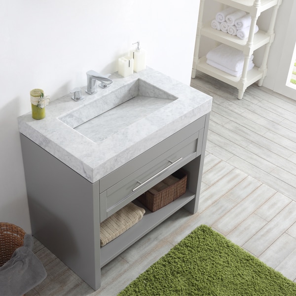 Bolzana Grey 36-inch Single Vanity with Carrara White Marble Top