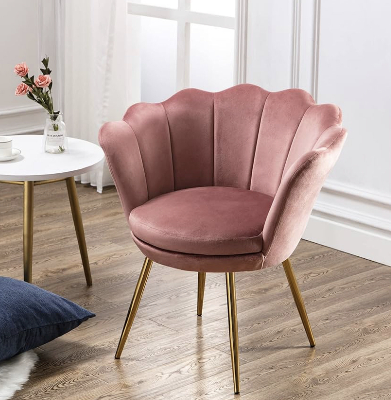 Pink velvet accent chair 