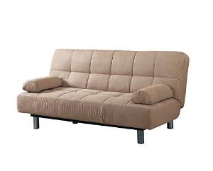 Acme Beige Finish Futon Sofa Bed Klik Klak Microfiber Bed 