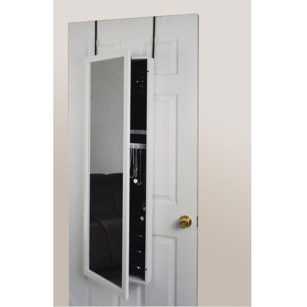 Over-the-Door Mirrored Jewelry Armoire White