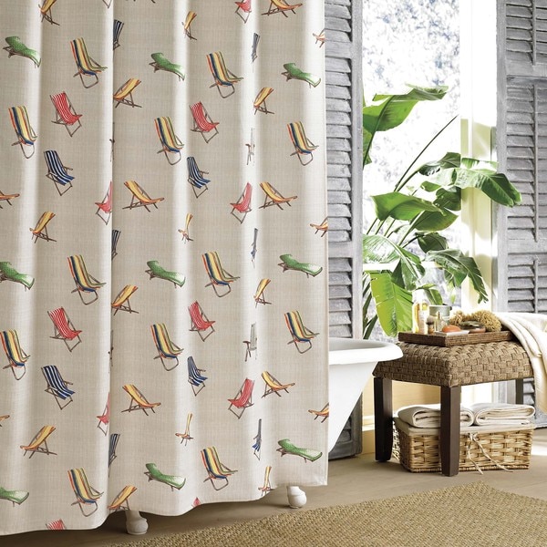 Tommy Bahama Multicolored Cotton-blended Beach Chairs Shower Curtain