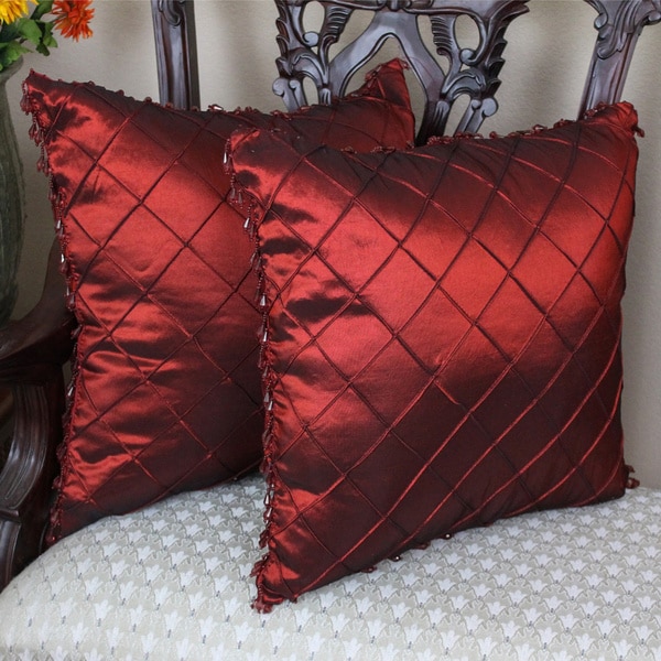  Sheen Polyester Square Throw Pillows (Set of 2)