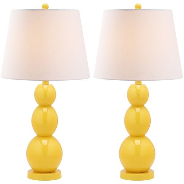 Lighting 27.5-inch Jayne Three Sphere Glass Yellow Table Lamps (Set of 2)