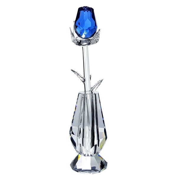  Blue Rose with Vase in Velvet Box