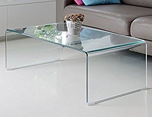 Fab Glass and Mirror Bent Glass Coffee Table, 3/8