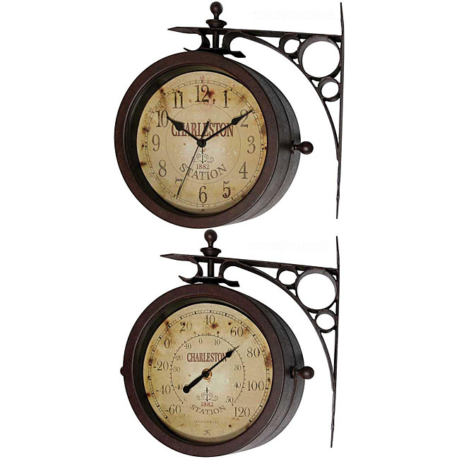 Two-sided Rustic Charleston Clock/ Thermometer
