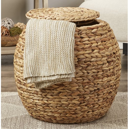 Hookton Wicker Storage Basket with Lid 