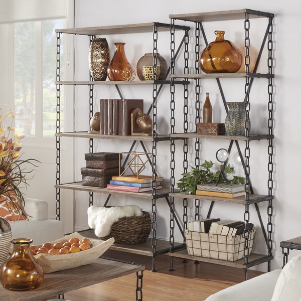 TRIBECCA HOME Blake Metal Chain Link 5-tier Bookcase Media Tower