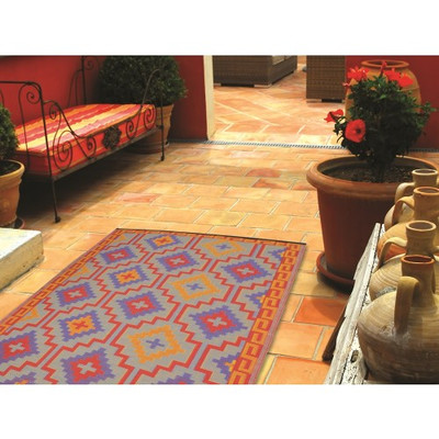 World Lhasa Orange & Violet Reversible Indoor/Outdoor Area Rug 