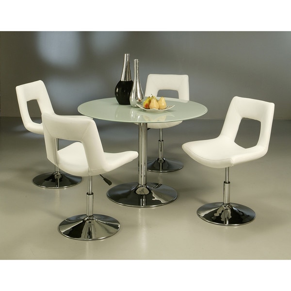 Dublin Chrome Finish Steel and Off-White Polyurethane Side Chair