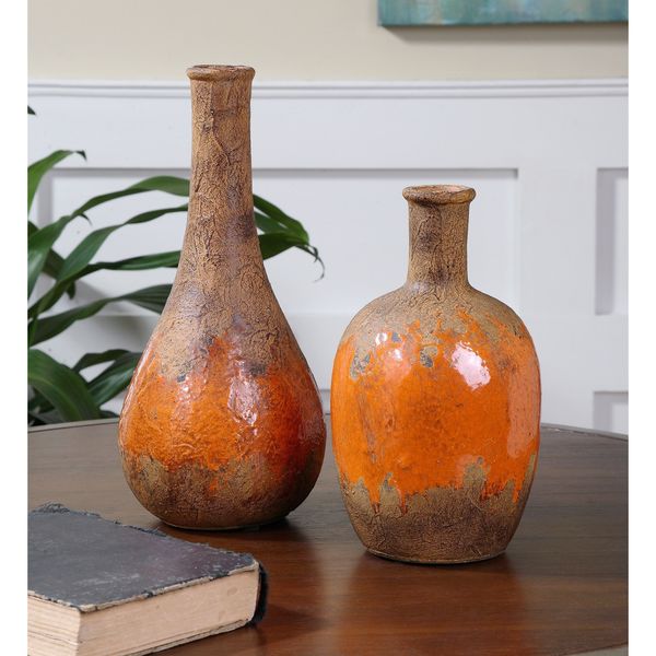 Kadam Orange Ceramic Vases