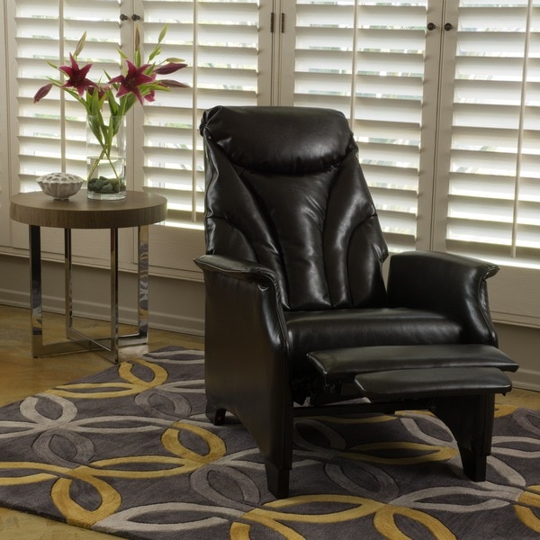 Alastair Stitched Bonded Leather Recliner Club Chair 