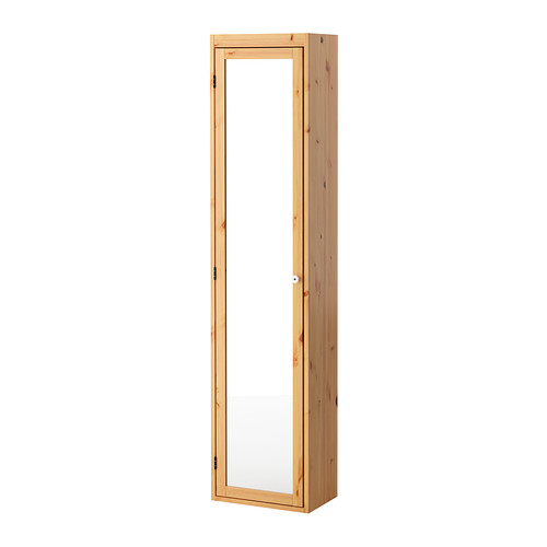 SILVERAN high cabinet in natural pine wood with mirror door