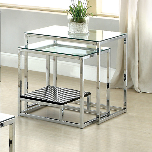 Hokku Designs Estrava 2 Piece Nesting Tables with Glass Top